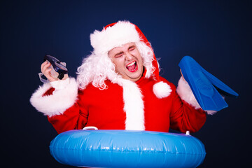 Funny fat man dressed as a drag queen.