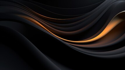 Obraz premium Captivating abstract design, with dark waves accented by a ribbon of warm orange, communicates a sense of mystery and sophistication