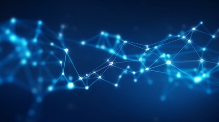 A sophisticated background with connected blue dots and lines forming a complex network pattern symbolizing technology and connectivity