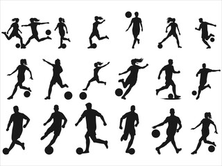 football  players silhouettes  vector set various pose sets. 