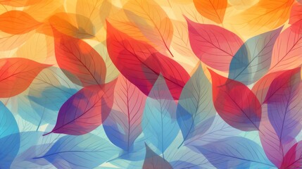 A digital composition of vividly colored leaves arranged in an overlapping pattern invoking feelings of warmth and autumn - Powered by Adobe