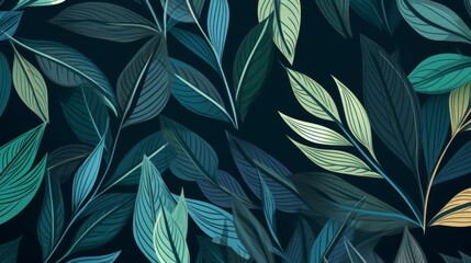 The second image depicts a variety of delicately illustrated leaves in a soothing color palette on a navy background, emphasizing elegance and calm