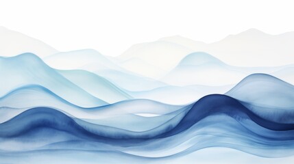 The design embodies a rhythmic motion of ocean waves in a minimalist style, utilizing shades of blue to evoke a serene and calming aura