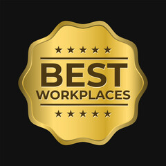 Best workplaces business companies employee management golden badge icon label design vector