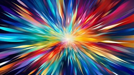 A mesmerizing abstract illustration featuring a burst of light with a spectrum of colorful streaks radiating outward