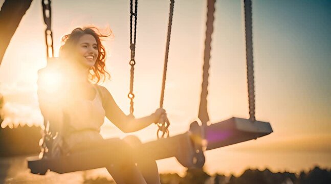 Frau im Hochseilgarten