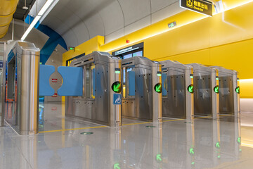 Automatic ticket checking machine (turnstile) at a train station