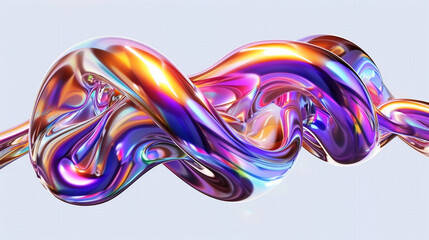 abstract Holographic 3d render modern shapes future