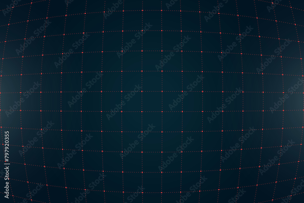 Poster vr hud futuristic interface voluminous square grid. line and dot head up display red pattern. digita
