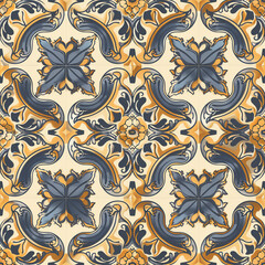 Construct a tile with French Rococo ornaments