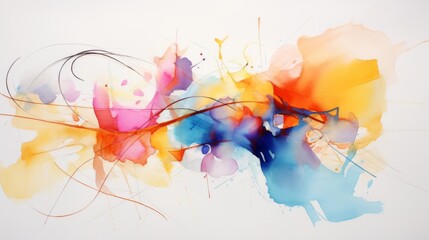 The artwork showcases an explosion of colors with watercolor techniques that create an abstract and fluid design