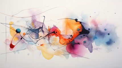 An abstract watercolor painting featuring flowing forms intersected by delicate lines, invoking a sense of calm movement