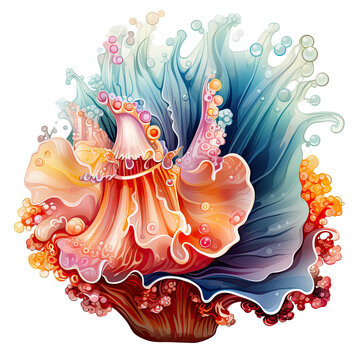 recommend clip art: Watercolor colorful Nudibranch Illustration, Generative Ai