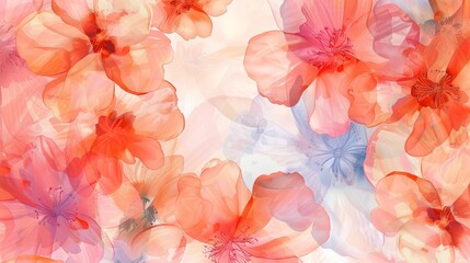 Pretty summer flower design inspired by unfinished watercolor paintings, ideal for fabrics and home decor.