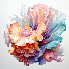 Watercolor colorful Nudibranch Illustration, Generative Ai