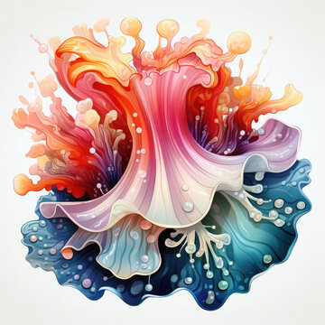 recommend clip art: Watercolor colorful Nudibranch Illustration, Generative Ai