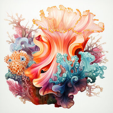 recommend clip art: Watercolor colorful Nudibranch Illustration, Generative Ai