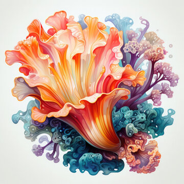 recommend clip art: Watercolor colorful Nudibranch Illustration, Generative Ai