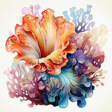 recommend clip art: Watercolor colorful Nudibranch Illustration, Generative Ai