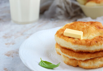 stack of homemade fried flatbreads on the table