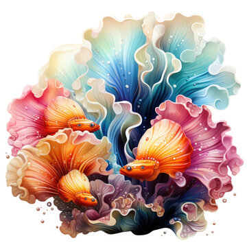 recommend clip art: Watercolor colorful Nudibranch Illustration, Generative Ai