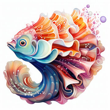 recommend clip art: Watercolor colorful Nudibranch Illustration, Generative Ai
