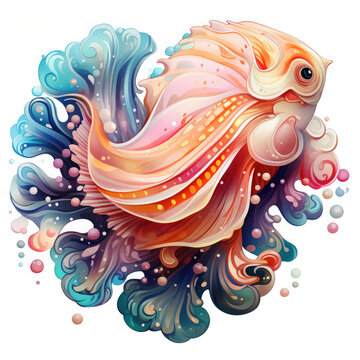 recommend clip art: Watercolor colorful Nudibranch Illustration, Generative Ai