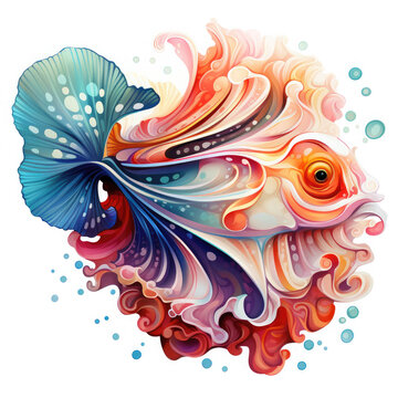 recommend clip art: Watercolor colorful Nudibranch Illustration, Generative Ai