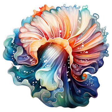 recommend clip art: Watercolor colorful Nudibranch Illustration, Generative Ai