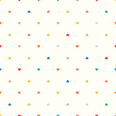 Seamless pattern of cute colorful hearts. Background, valentines day, kids, wrapping paper. Vector illustration
