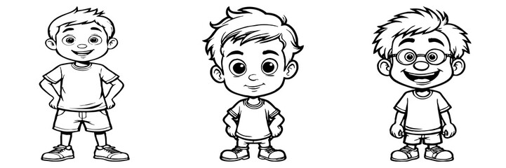 Obraz premium Black and white cartoon . Pattern for T-shirt, covers. Generated by Ai