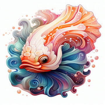 recommend clip art: Watercolor colorful Nudibranch Illustration, Generative Ai