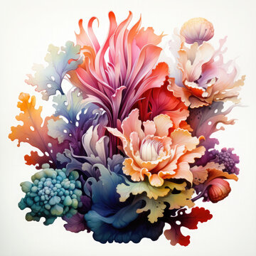 recommend clip art: Watercolor colorful Nudibranch Illustration, Generative Ai