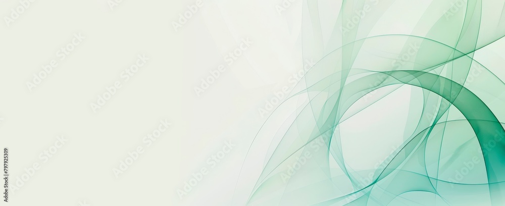 Wall mural abstract minimalist light green background with soft lines and curves, copy space for text, tranquil