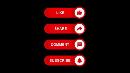 Like Subscribe Share Comment Get Notified Bars Animation Element seamless loop with alpha channel