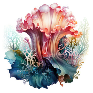 recommend clip art: Watercolor colorful Nudibranch Illustration, Generative Ai