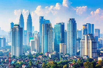 Fototapeta na wymiar Jakarta downtown skyline building architecture cityscape.
