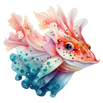 recommend clip art: Watercolor colorful Nudibranch Illustration, Generative Ai