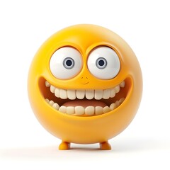 Cheerful Cartoon Character with Exuberant Grin and Starry Eyed Expression on White Background - 797928594