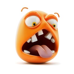 Sleepy and Yawning Cartoon Monster Character with Exaggerated Facial Features Isolated on White Background - 797928596