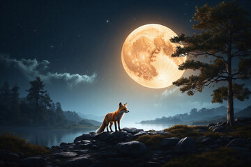 An image of Moon and a Fox