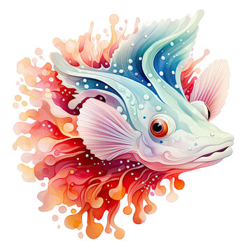 recommend clip art: Watercolor colorful Nudibranch Illustration, Generative Ai
