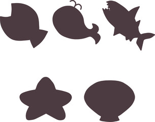 海をイメージした、魚や貝などのシンプルな可愛い形のフレームセット