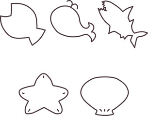 海をイメージした、魚や貝などのシンプルな可愛い形のフレームセット