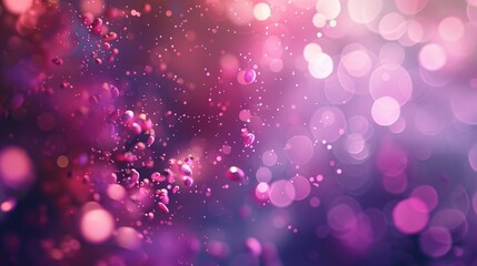 A beautiful pink bokeh background with purple tones. There is no text in the center of the picture, only pink and violet glowing spheres flying around. The overall effect should be soft and dreamy