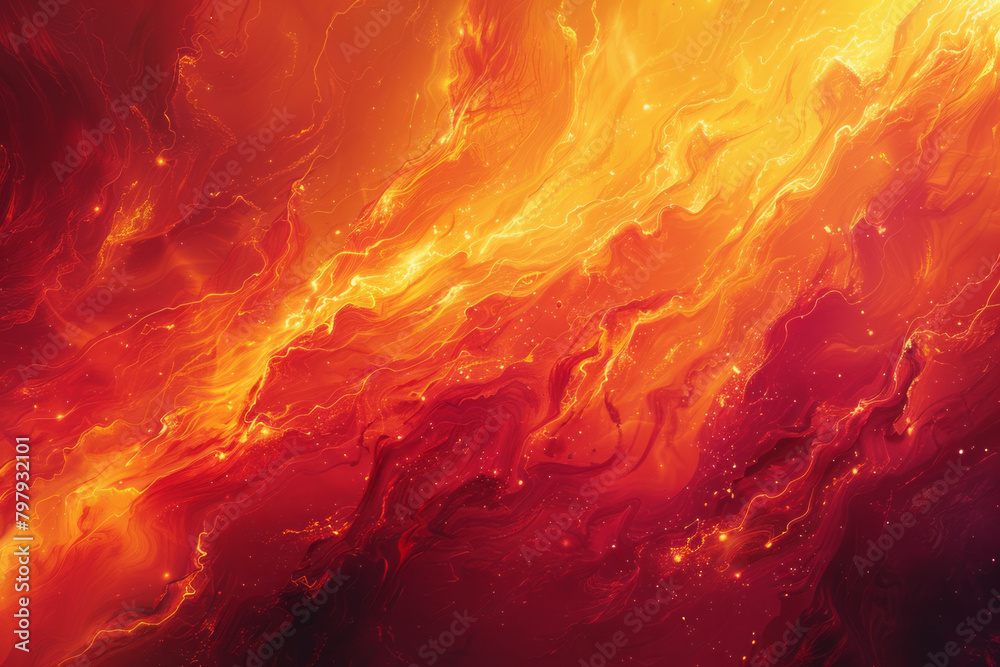 Aufkleber A fiery abstract expressionist design with explosive vector strokes in red, orange, and yellow, suggesting a blazing fire,