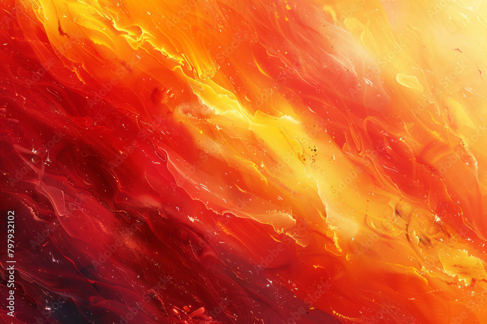 Poster a fiery abstract expressionist design with explosive vector strokes in red, orange, and yellow, sugg