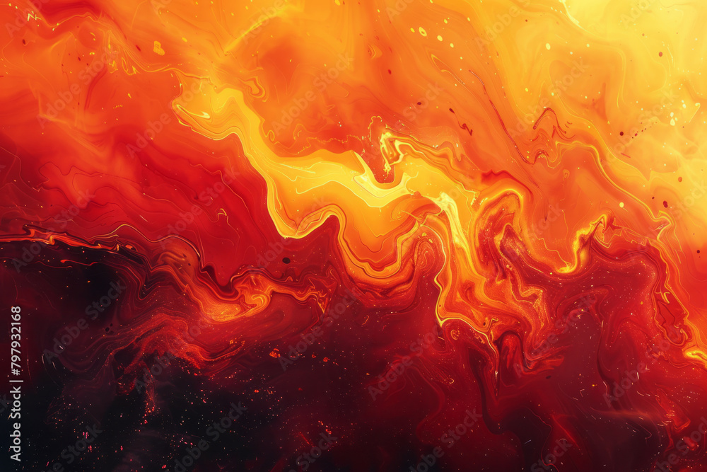 Aufkleber A fiery abstract expressionist design with explosive vector strokes in red, orange, and yellow, suggesting a blazing fire,