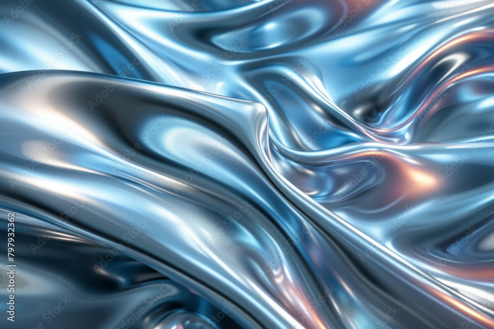 Poster A futuristic abstract design using sleek, metallic vector strokes in silver and blue, suggesting modernity and innovation,
