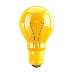 Obraz premium Light bulb, 3d icon of idea, yellow isolate on transparent png.